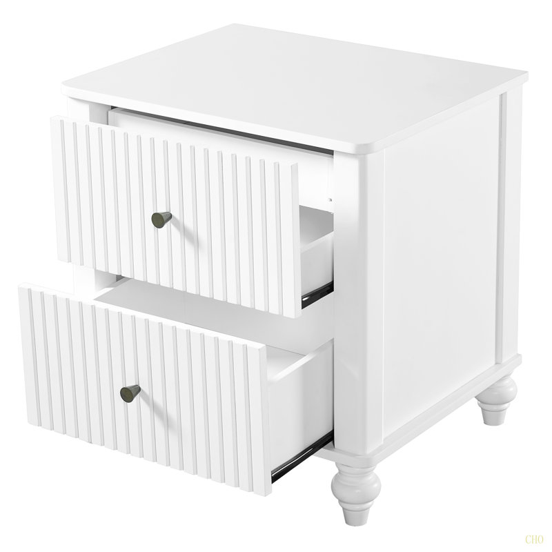 Table de chevet 23 po avec 2 tiroirs - Table de chevet en bois robuste pour la chambre à coucher et le salon, décor moderne, MP1