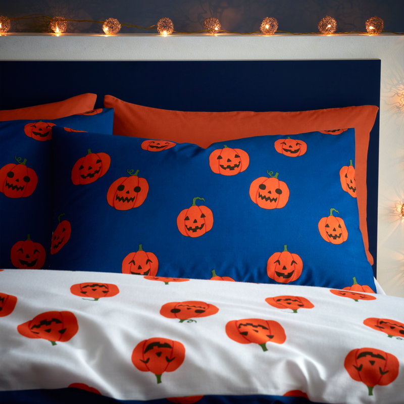 Halloween Pumpkins Reversible Duvet Cover Set, Single Duvet Cover + 1 Standard Pillowcase