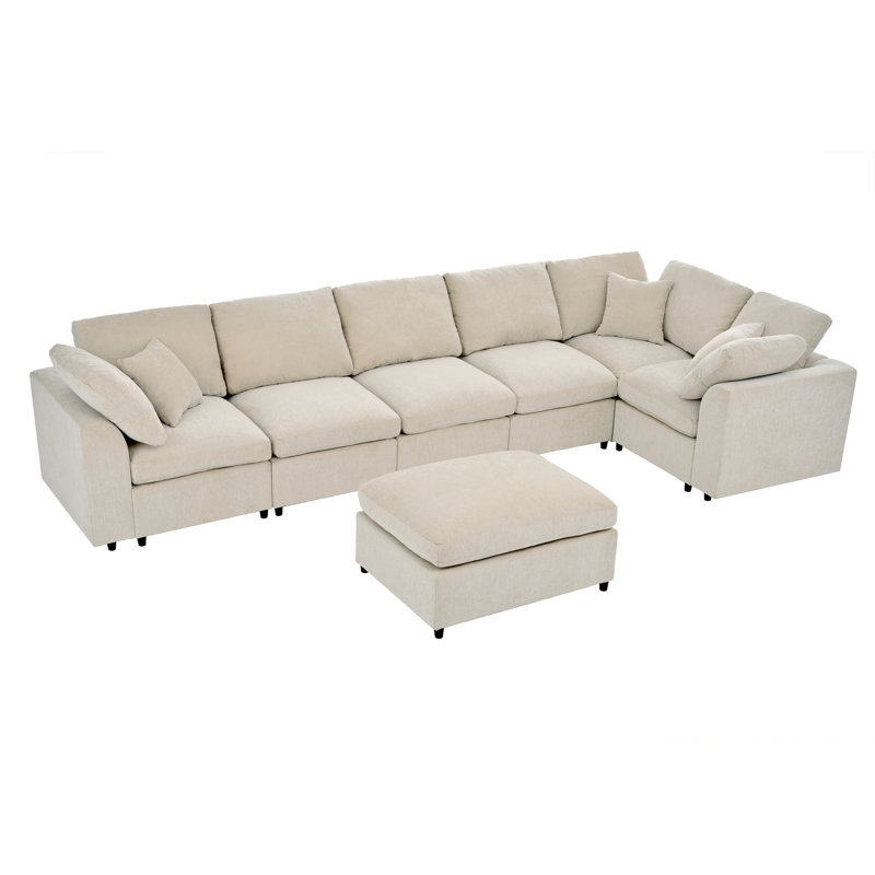 Durable 7-seater Sofas, Chenille Upholstery, Modern Design For Spacious Living Rooms