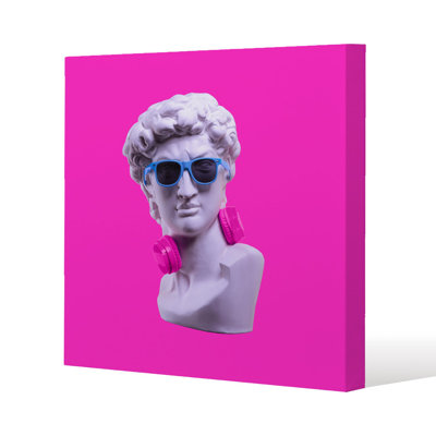 Plaster statue of David's head in sunglasses Slim Style Canvas Print , 15mm Slim Real wood.