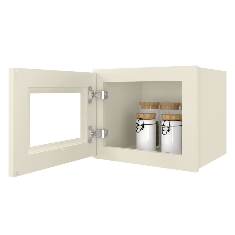Armoire murale standard en contreplaqué avec verre à fermeture douce non incluse, Shaker blanc antique