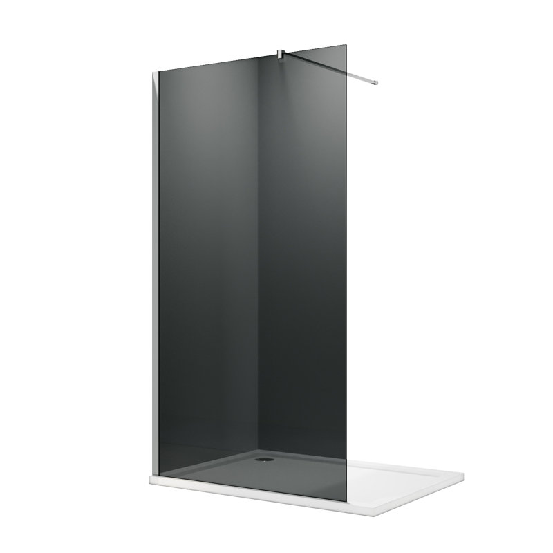 Walk in Shower Enclosure With Dark Grey Easy Clean Safety Glass , Silver, 80"