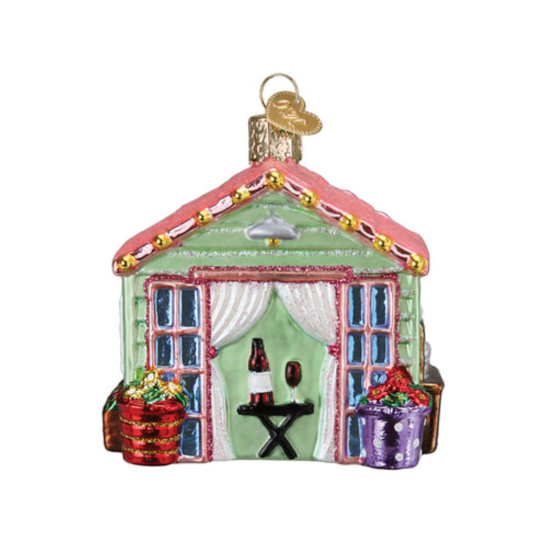 Mint Green and Pink Glass She Shed Ornament