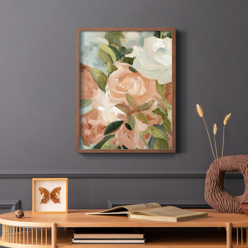 Bouquet Scatter III, reproduction encadrée - bois massif, Brun, H 28 po x l 22 po
