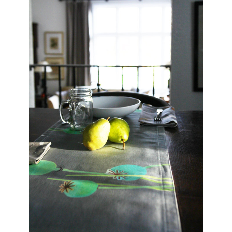 Luxe Floral Table Runnner, Gray