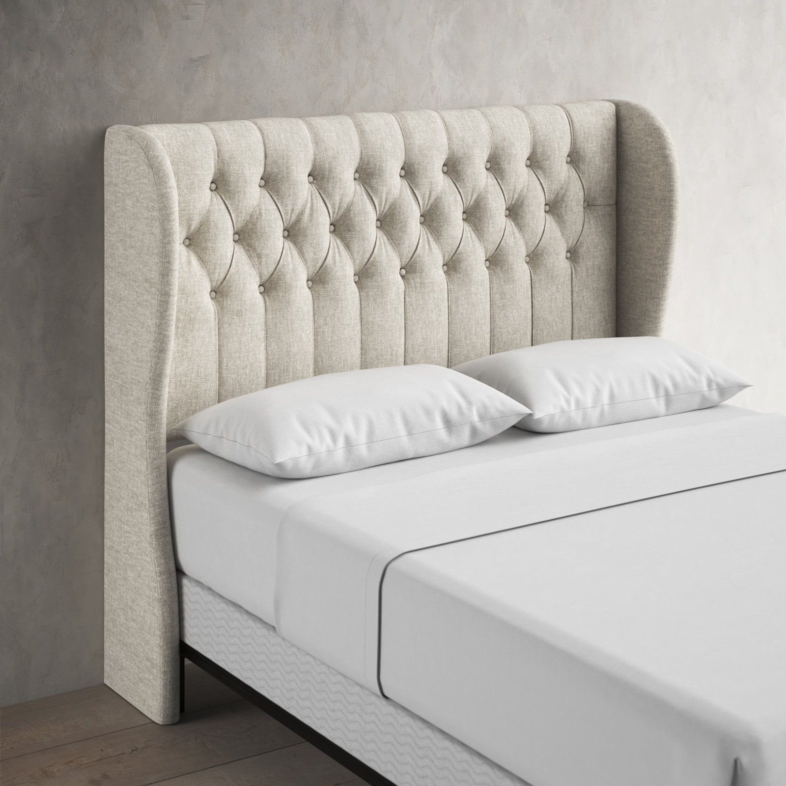 Tomey Upholstered Headboard, Full, Zuma White Textured Linen