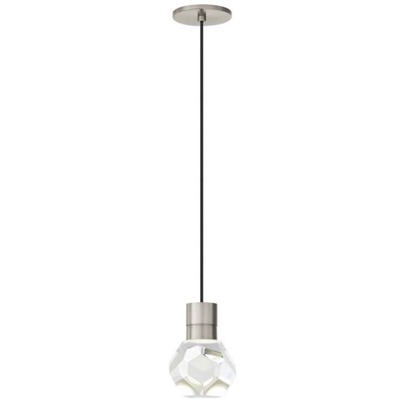Kira 1 - Light LED Pendant, Satin Nickel/Black