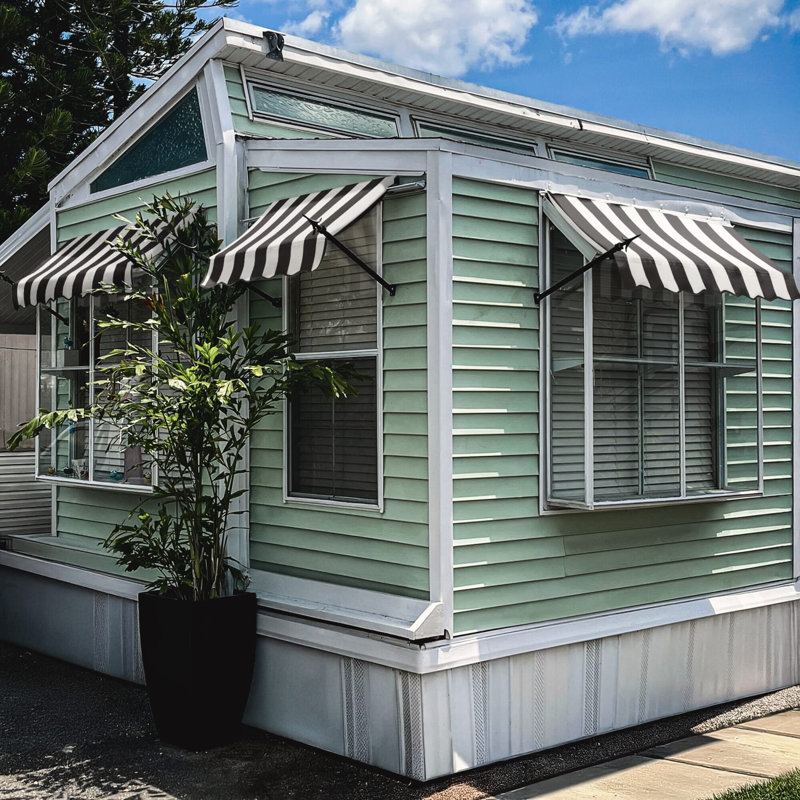 Awntech New Orleans Acrylic Fabric Fixed Awning with Iron Spear Arms, null, null