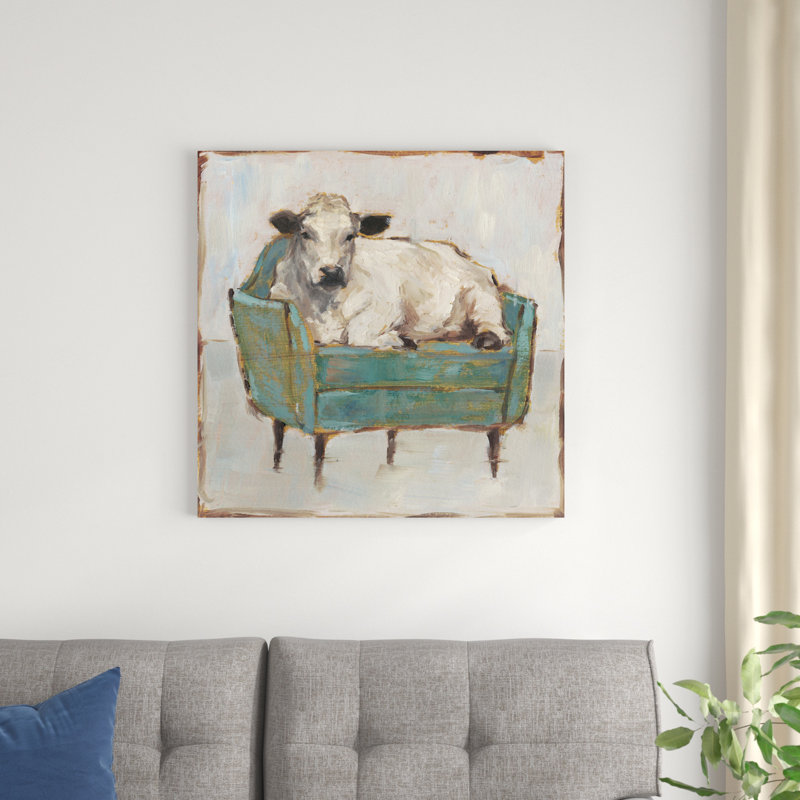 «Moo-ving In I» par Ethan Harper - reproduction d'art sur toile tendue, H 30 po x l 30 po, Toile tendue, Sans cadre