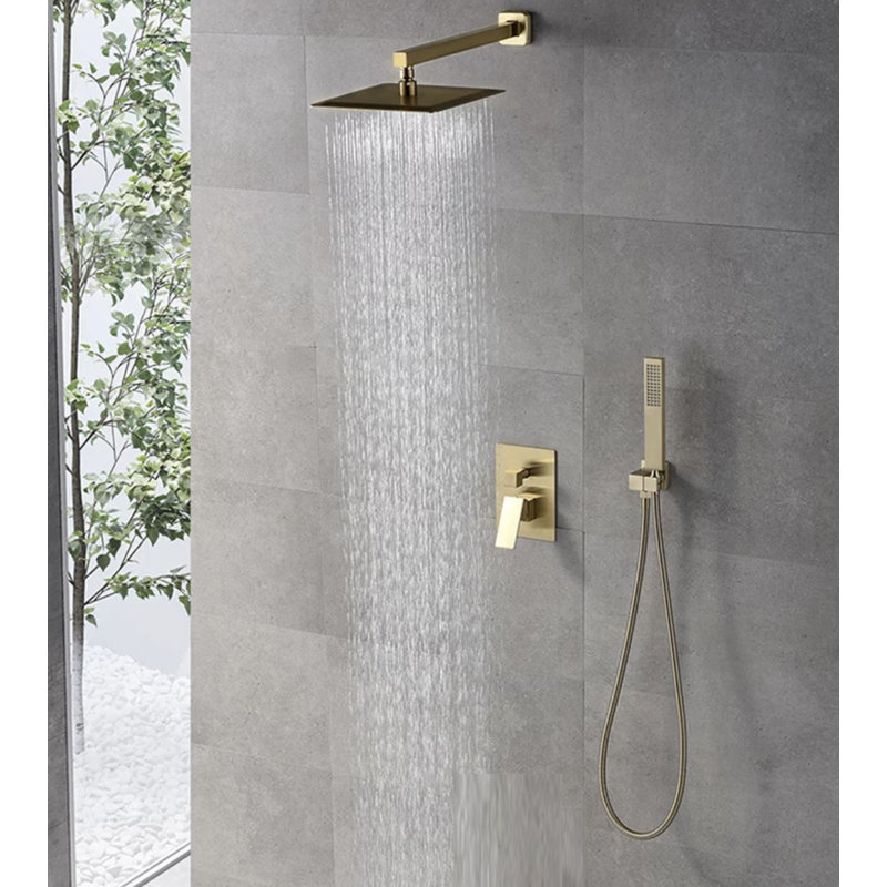 Système de douche complet avec valve brute, Or brossé
