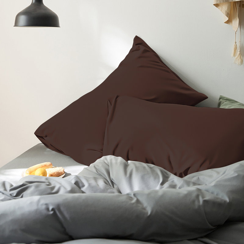 Bed Pillowcases, 1800 Brushed Microfiber Queen Pillow Cases with Envelope Closure - 20x30 Inches - NTBAY, Dark Brown