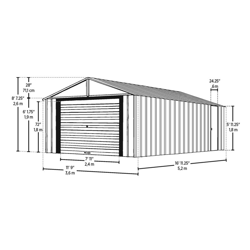 Murryhill 12 ft. x 17 ft. Gray Steel Garage Kit with Shelving