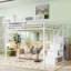 Lit mezzanine robuste en métal avec tablettes de rangement intégrées et garde-robe
