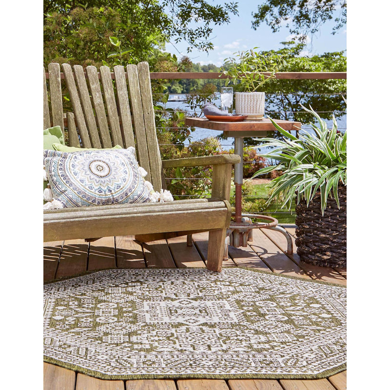 Tapis intérieur / extérieur brun Anarsja Southwestern, Octogone 5 pi 3 po x 5 pi 3 po