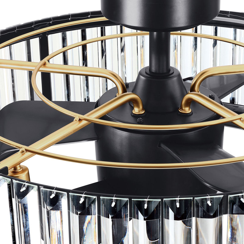 Ventilateur de plafond en cristal de 25,3 po avec télécommande et ensemble d'éclairage Amundson