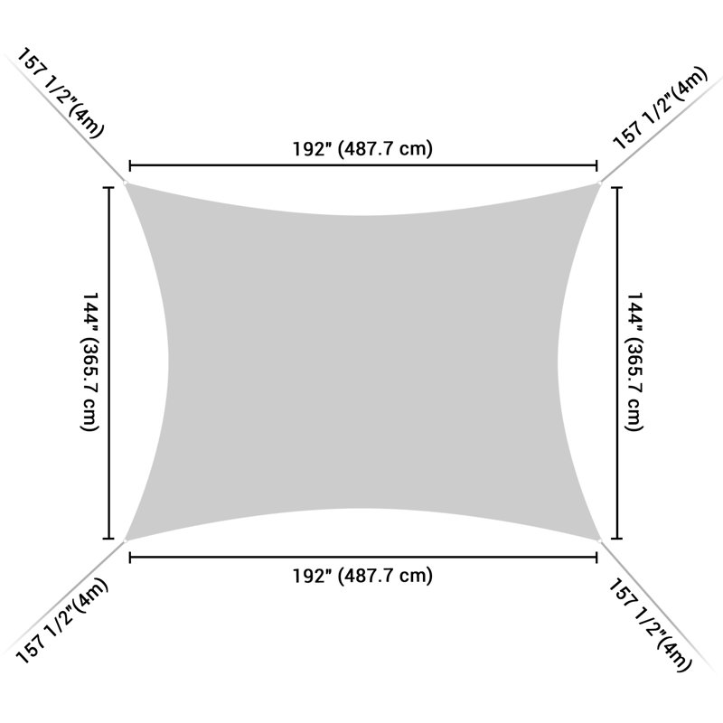 Yescom 20' x 23" Rectangular Shade Sail, Pearl Aqua, 192" W x 144" L 
