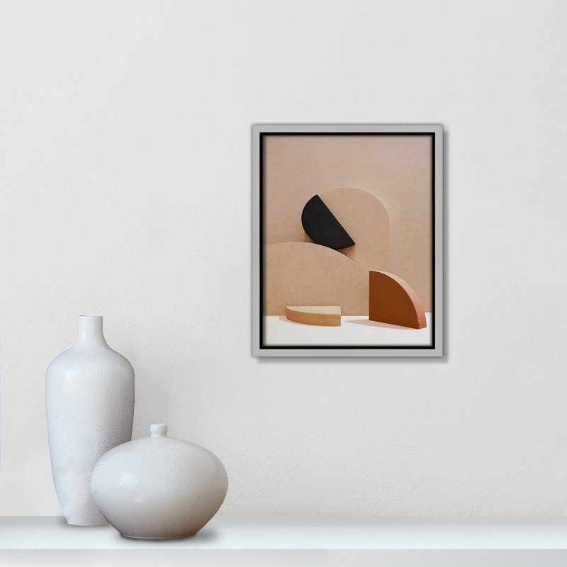 Neutral Harmony dévoilé par Casa Fine Arts, H 21,5 po x l 17,5 po, Cadre flottant argent, Pas de tapis