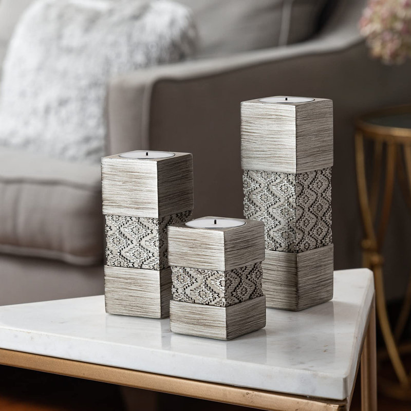 Ensemble de 3 bougies chauffe-plat Dublin Silver, Silver
