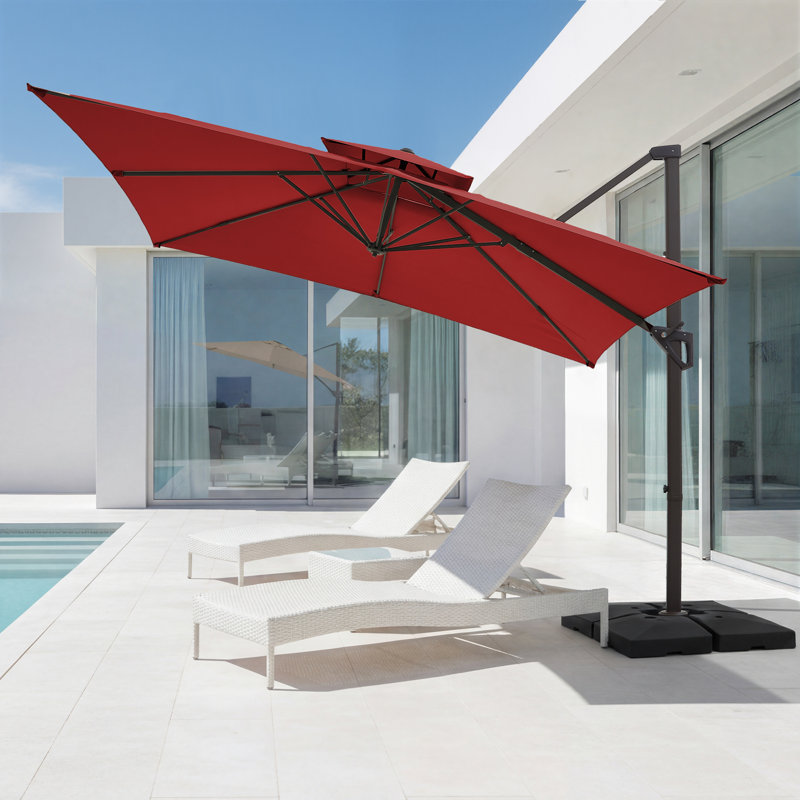 Parasol en porte-à-faux Pulk, Rouge, L 120 po x P 120 po