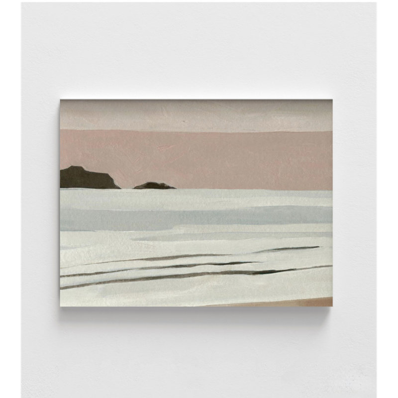 Abstract Beach Painting Print, Framed Beach Decor,Abstract Landscape Painting,Nature Oil Painting Print,Seashore Wall Decor,Seaside Wall Art