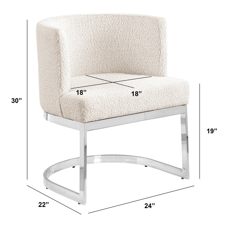 Single Side Chair With Sled Base, Cream, Silver