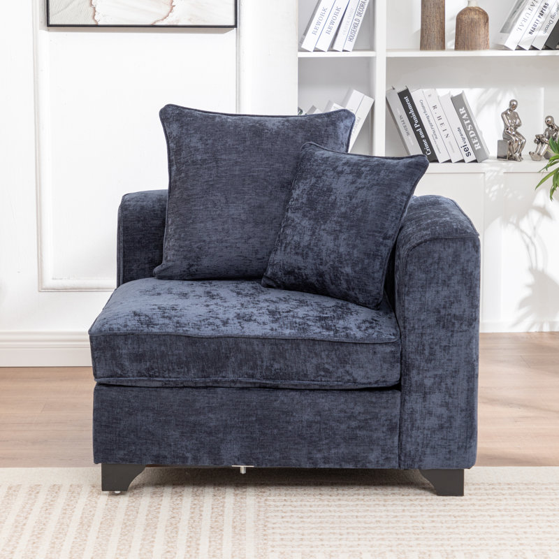 Fauteuil d'angle rembourré pour canapé modulaire Bennett, Bleu