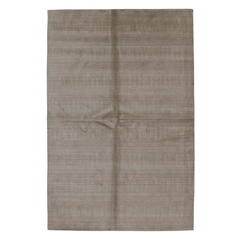 Tapis brun clair en viscose noué à la main 5 pi 9 po x 8 pi 9 po