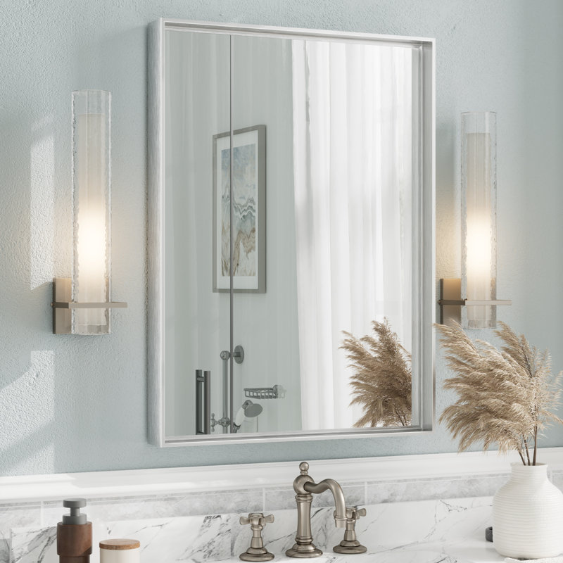 Miroir mural Aevar, 28 po x 20 po, Argent brossé