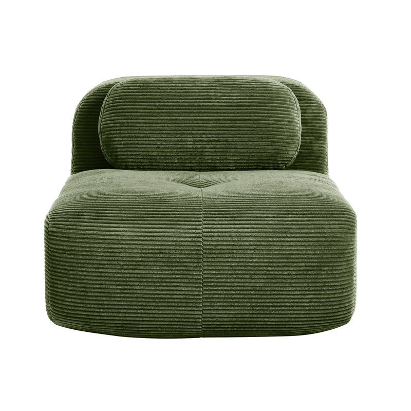 Canapé d'angle en velours côtelé olive avec coussins, montage facile, design ergonomique, mousse haute résilience 32D, assise élargie, largeur 104 cm, poids du colis 18 kg, mousse réglable multipositions, livré