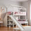 Lit superposé en forme de maison avec escalier de rangement, tablettes de présentation et glissade-160317975