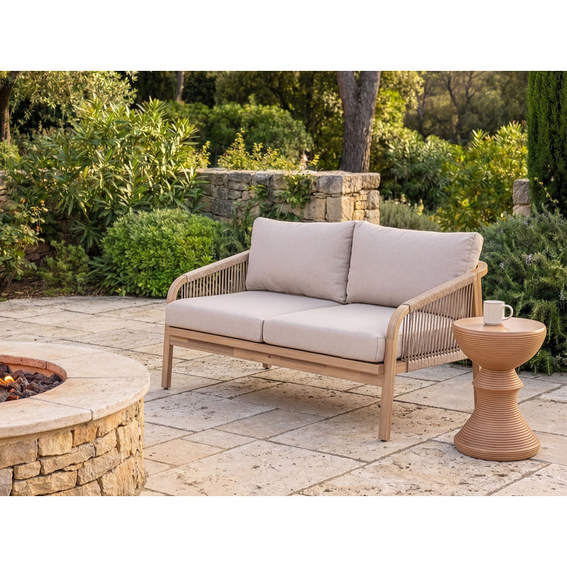SUMBA 139 cm W Acacia Patio Sofa with Cushions