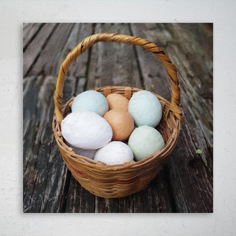 Basket Of Eggs - 1 pièce, impression carrée sur toile tendue, H 16 po x l 16 po x P 2 po