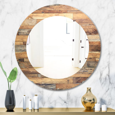 Bois IV - moderne imprimé - miroir mural ovale ou rond