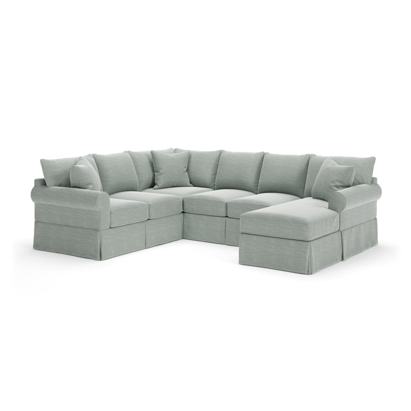 Amari Slipcovered U-Sectional, Right Hand Facing, Conversation Capri Basketweave