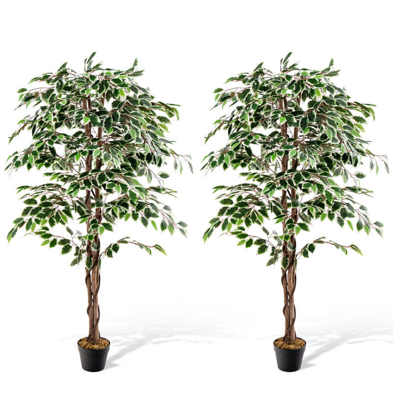 Faux arbre artificiel primrue avec tronc de bois naturel 1008 feuilles