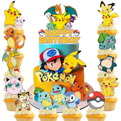 Pokemon Party Supplies, 25 Pcs Pokemon Cake Topper Set