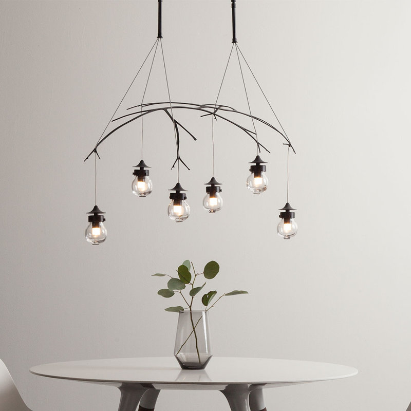 Luminaire suspendu en verre Kiwi, H 48 po, Noir