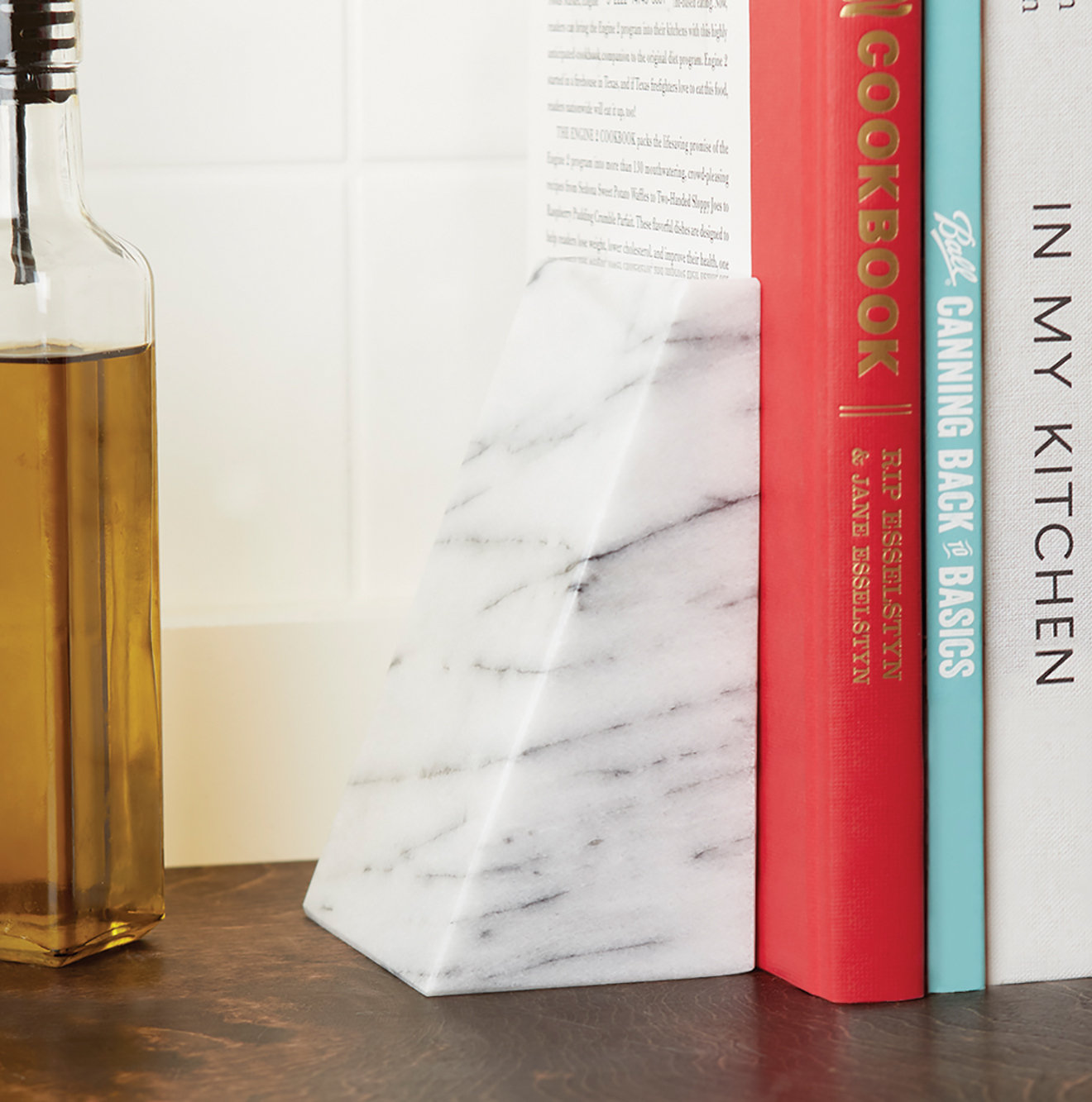 Genuine Marble Office Bookends, White