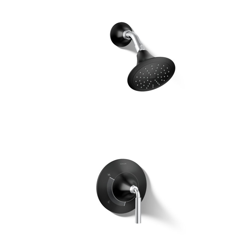 Tone Rite-Temp Pressure-Balancing Shower Faucet Trim Set 1.75 GPM, Polished Chrome/Matte Black