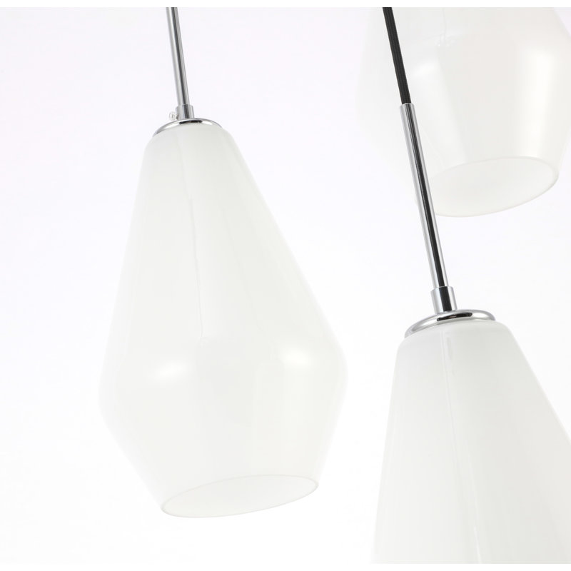 Aleigha 3 - Light Pendant, Chrome, Frosted White, 12.2" H x 17.3" W x 17.3" D