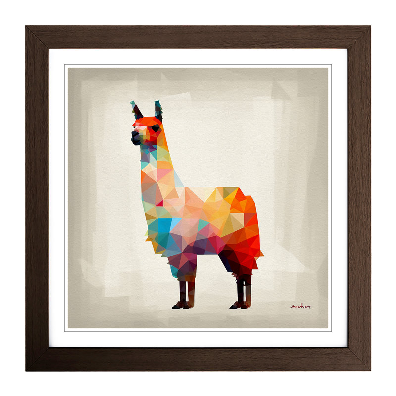 Llama Suprematism No.3 - Framed Print, Walnut