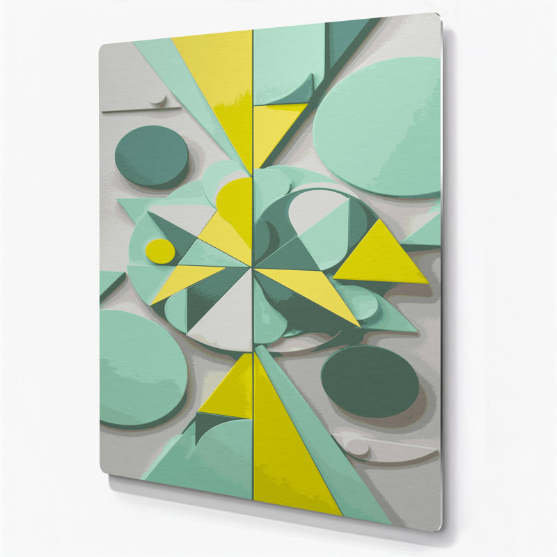 «Abstract Shapes», art mural vert en métal 60, H 20 po x l 30 po