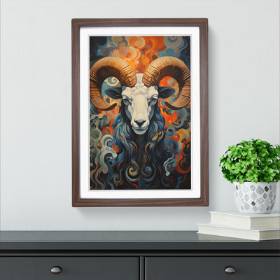 Aries Zodiac Hard Edge - Single Picture Frame Print on Wood