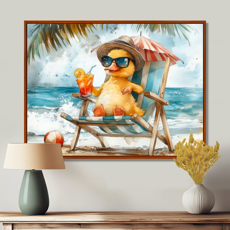 Sandler - art mural animaux côtiers, Toile avec cadre flottant brun, H 12 po x l 20 po x P 1 po