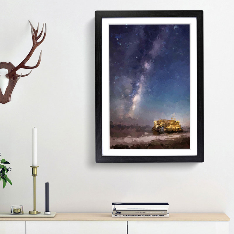 Milky Way Above Santa Cruz Beach in Abstract - Picture Frame Graphic Art Print, Black Framed, 65cm H x 48cm W x 2cm D