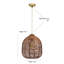 Luminaire suspendu en rotin tissé 1 lumière brun