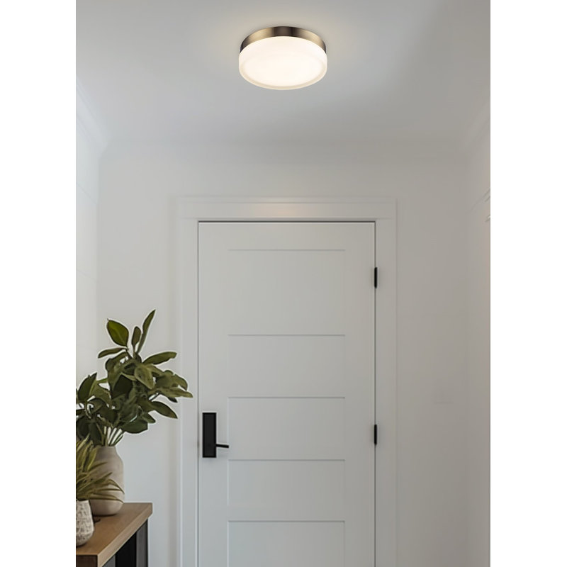 Bahoque Glass LED Flush Mount, Cool Brass, 2.5" H x 8.75" W x 8.75" D