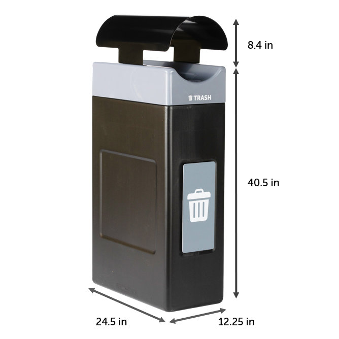 Poubelle commerciale Avante, unité étroite avec couvercle de pavillon, doublure incluse, 30