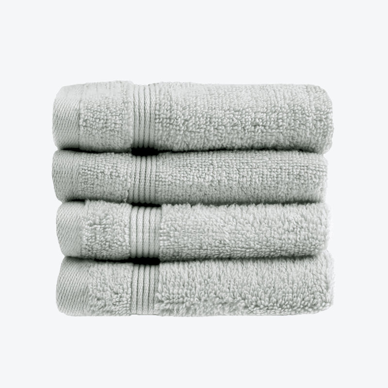 Anishah 4 Piece Egyptian-Quality Cotton Face Cloths Set Quick Dry, Dove Grey
