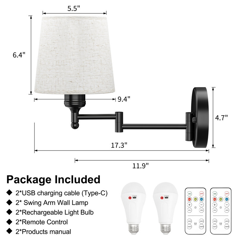Swing Arm Wall Sconces With Remote Control